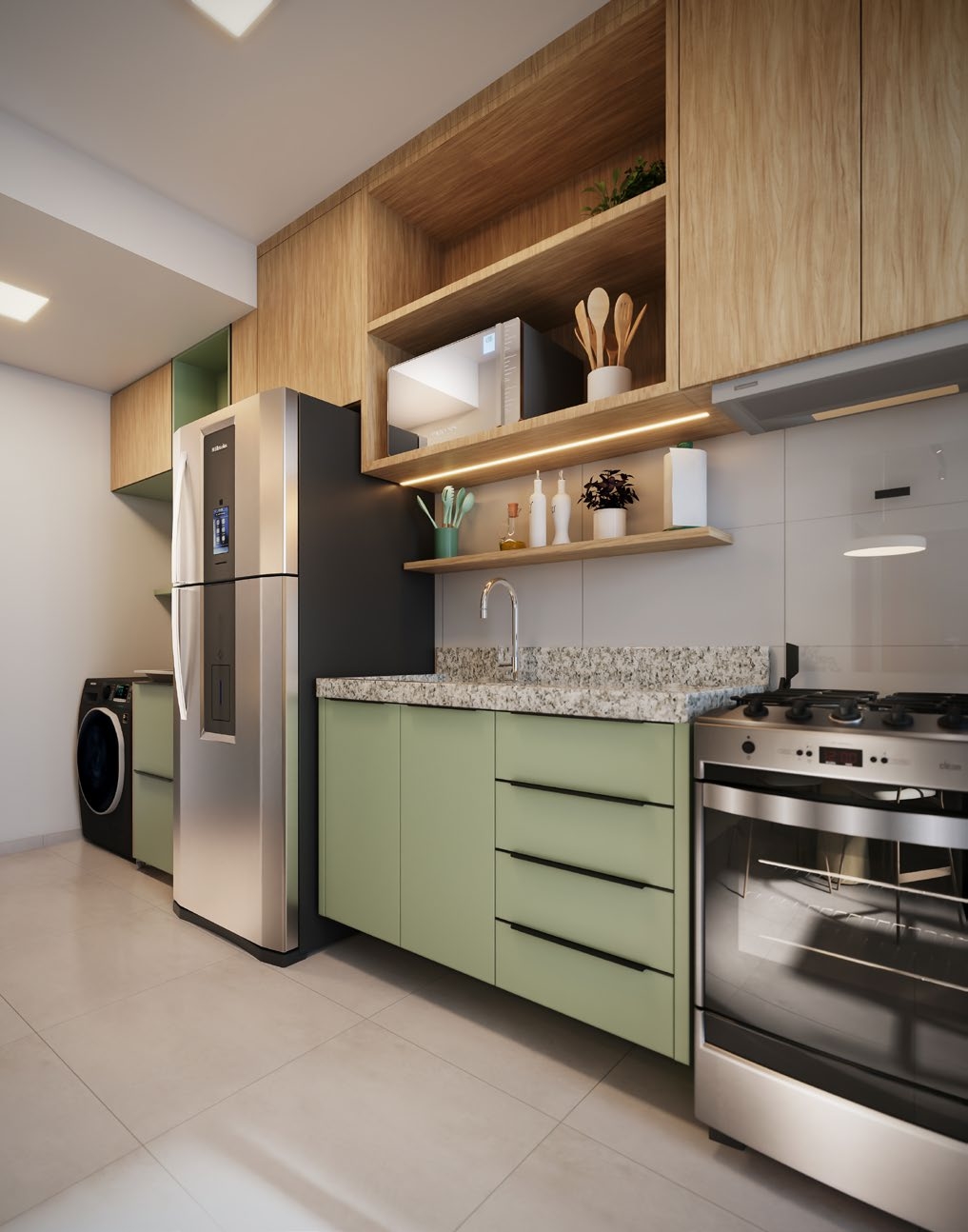 Apartamento decorado - cozinha integrada